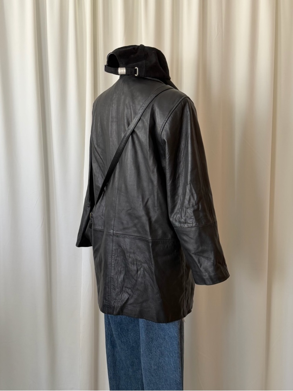 Vintage 2000s Anne Klein Leather Jacket Black Small Minimalist. - Picture 8 of 14